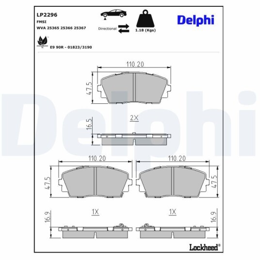 Bremseklosser DELPHI LP2296 Bremseklosser DELPHI LP2296