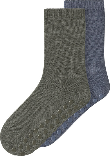 Name It Nmmwak Wo/Bl 2P Sock W/Non Skid Khaki green 28 30