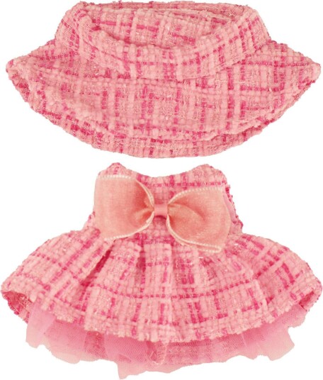 Heless Monster Styles Bouclé Kjole Med Bøttehat Til Bamse Eller Dukke 15 Cm Rosa