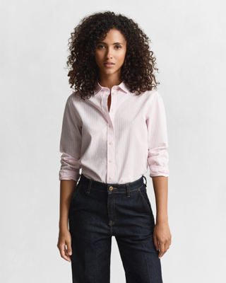 Regular fit poplinskjorte med striper LIGHT PINK 44