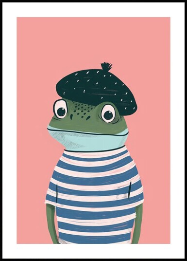 French Frog Illustration Plakat Plakat / 100x150cm