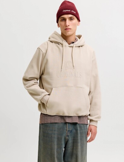Jack & Jones Jorfrederiksberg Monogram Sweat Hood Sn Beige S