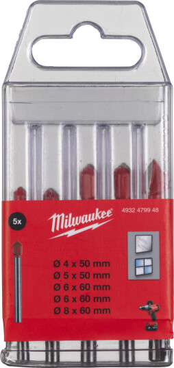 Milwaukee 5-delt Glass og Flisborsett - Maskintilbehør Milwaukee 5-delt Glass og Flisborsett - Maskintilbehør