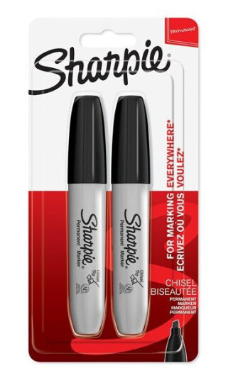 Sharpie Permanent Markers Chisel Tip Svart 2 Count Sharpie Permanent Markers Chisel Tip Svart 2 Count