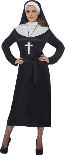 Nonnekostyme med Kjole og Hodepynt Strl XL