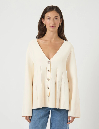 YAS Yasmikla Ls Knit Cardigan S. Noos - Cream - XXL YAS Yasmikla Ls Knit Cardigan S. Noos - Cream - XXL