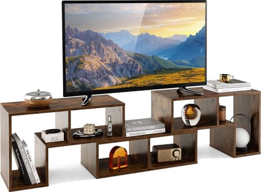 3 delt TV skap i tre for TV er opptil 65" Fritt kombinerbart TV stativ brun