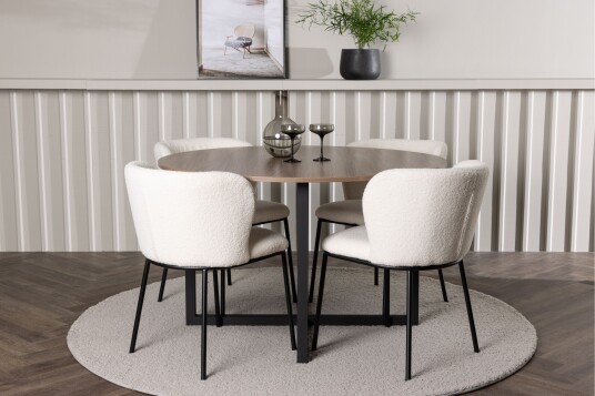 Venture Home Durango Spisegruppe 120 cm Rund med 4 Edina Stoler Valnøtt