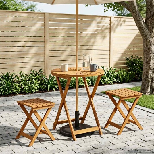 vidaXL Sammenleggbart hagebord Naturlig Ø60 x 75 cm Solid akasietre