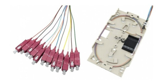 Tecline Fiberoptisk Skjøtekassett Med 12X Fiber Pigtail Om4 Farget Sc/Upc 2,0 M 12 Stk (20500026)