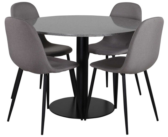 Venture Design Razzia & Polar spisegruppe Grå/grå 4 st stoler & bord 106 cm