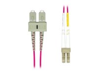 ProXtend - Patchkabel - LC/UPC multimodus (hann) til SC/UPC multimodus (hann) - 15 m. - 2 mm - fiberoptikk - dupleks - 125 my - OM4 - halogenfri - fiolett