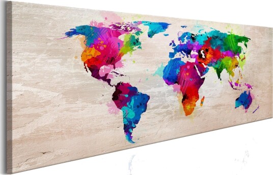 Tavla World Map: Finesse of Colours 135x45
