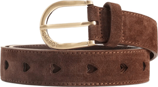 Fabienne Chapot Cut It Out Heart Belt Suede   Brown   105