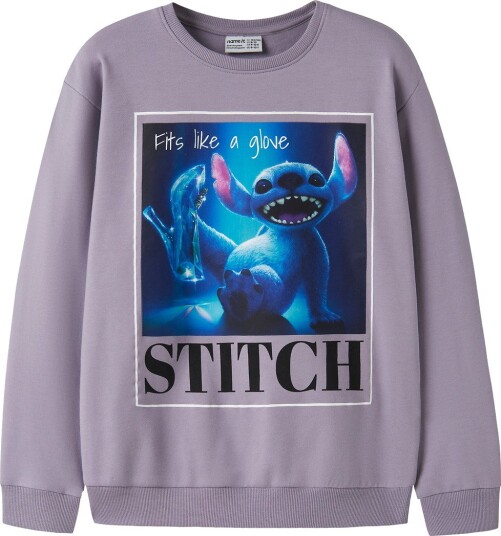 Name It Collegegenser - NkfOlbena - Stitch - Lavender Grå - Name It - 6 år (116) - Collegegenser - Lilla