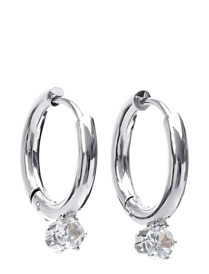 TIMI OF SWEDEN Oline Crystal Hoop Earrings Stainless Steel Silver One Size TIMI OF SWEDEN Oline Crystal Hoop Earrings Stainless Steel Silver One Size