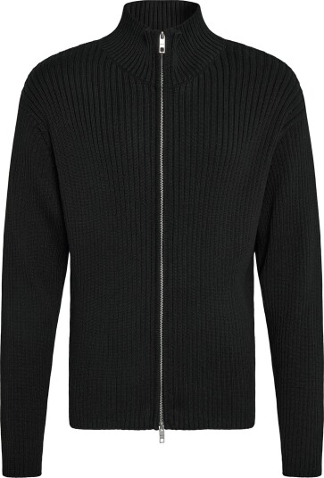 Weekday Relaxed Knitted Zip Cardigan   BLACK   M