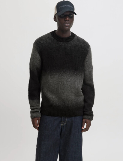 Jack & Jones Jcofade Space Dye Crew Neck Styd Aw25 - Black - S