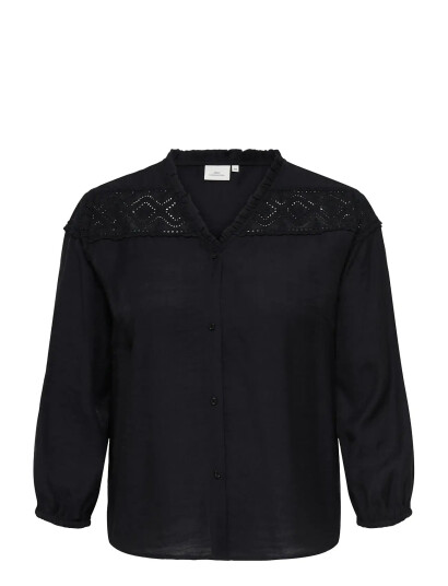 ONLY Carmakoma Carsimme 3/4 V Neck Shirt Wvn Black 48