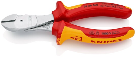 Knipex 7406 160mm Kraft-sideavbiter Isolert med Ergogreb VDE