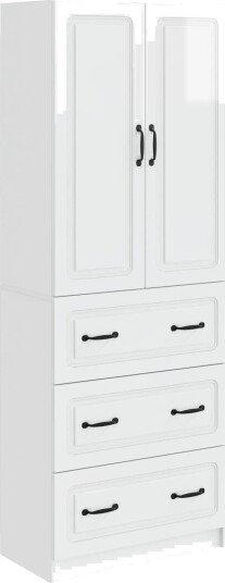 vidaXL Skapsett 2 pcs Høgglans hvit 66 x 34,5 x 87 cm Konstruert tre