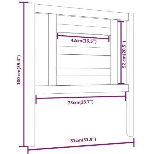 vidaXL Sengegavl svart 81x4x100 cm heltre furu vidaXL Sengegavl svart 81x4x100 cm heltre furu