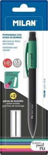 Milan Mekanisk Blyant Pl1 Hb 0,5 Mm + 2 Viskelær Milan Milan Mekanisk Blyant Pl1 Hb 0,5 Mm + 2 Viskelær Milan