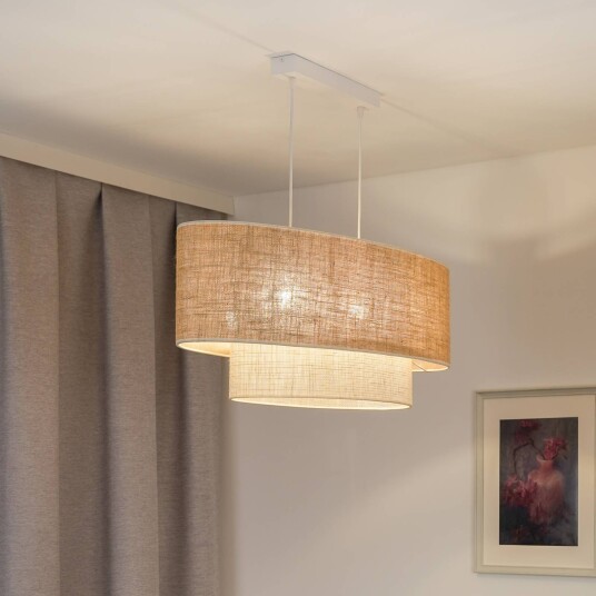 Euluna pendellampe Boho Jute naturbrun/hvit lengde 80 cm