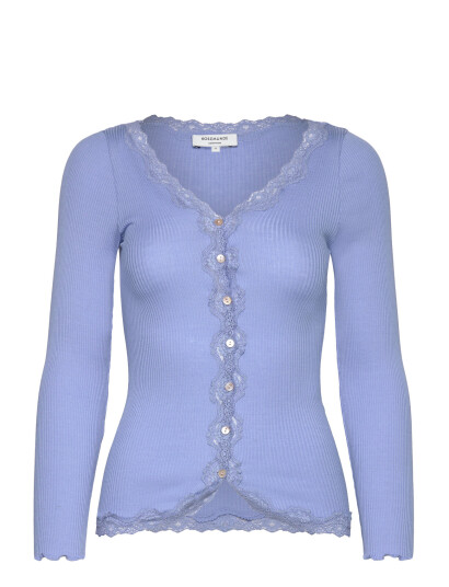 Rosemunde Rwbabette Silk Ls V-Neck Lace Cardi - Blue - XS