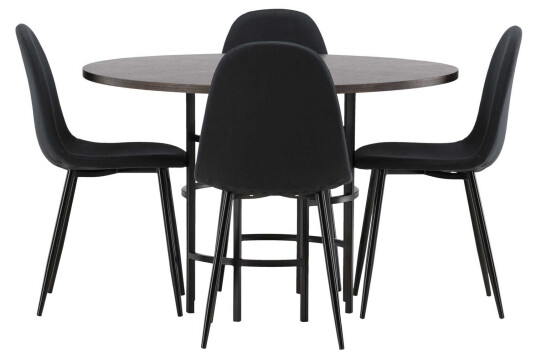 Venture Design Copenhagen & Polar spisegruppe Svart/mokka 4 stoler & bord 115 cm