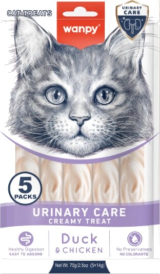 Wanpy Urinary Cat Functional Creamy Lickable Treat Care Duck & Chicken 70 g 5x14 g 70 g 5x14 g