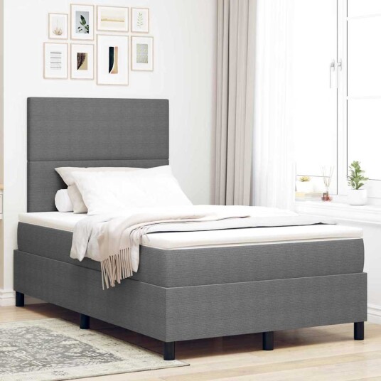 Box Spring Seng med Madrass Lys Grå 120x200 cm Corduroy stoff