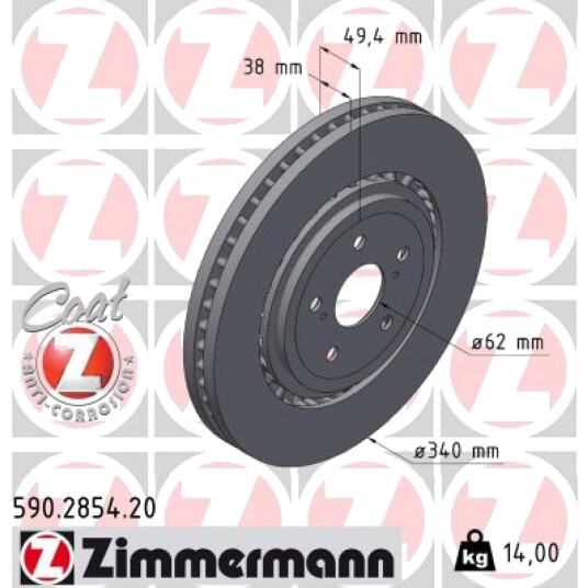 Bremseskive ZIMMERMANN 590.2854.20