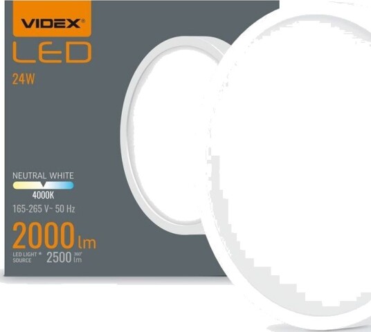 20W Ø26,4cm LED taklampe 2000lm 4000K hvit kant 170 grader IP20 innendørs Kulør : Nøytral