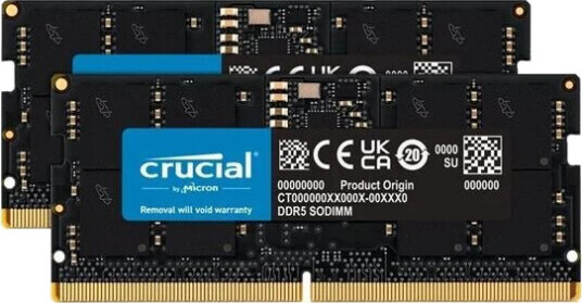 Crucial DDR5 kit 48 GB: 2 x 24 GB SO-DIMM 262-pin 5600 MHz PC5-44800 Crucial DDR5 kit 48 GB: 2 x 24 GB SO-DIMM 262-pin 5600 MHz PC5-44800