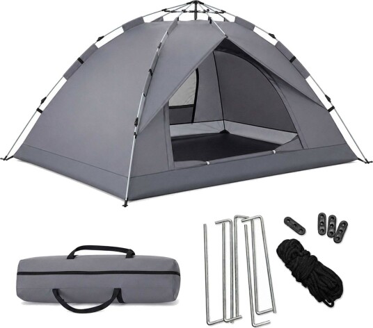 Northix telt Pop up campingtelt for 3 4 personer UV beskyttelse