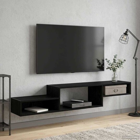 vidaXL Vegghengt TV-skap Veggmontert Svart eik 150 x 28 x 26 cm
