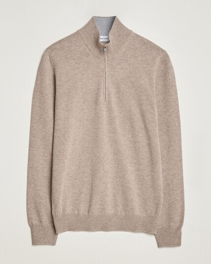 Gran Sasso Wool/Cashmere Half Zip Beige Melange Gran Sasso Wool/Cashmere Half Zip Beige Melange
