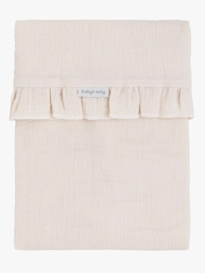 BabyS Only Calm Baby Crib Laken Med Volang 120x150 Warm Linen