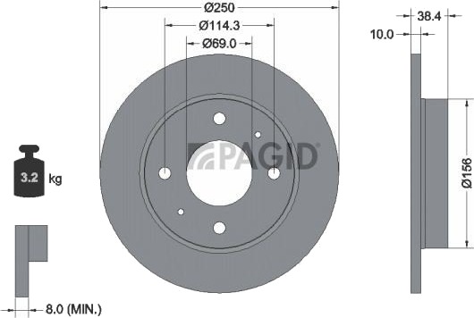 PAGID 54349NC Bremseskive PAGID 54349NC Bremseskive