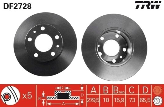 Bremseskive TRW DF2728 Bremseskive TRW DF2728