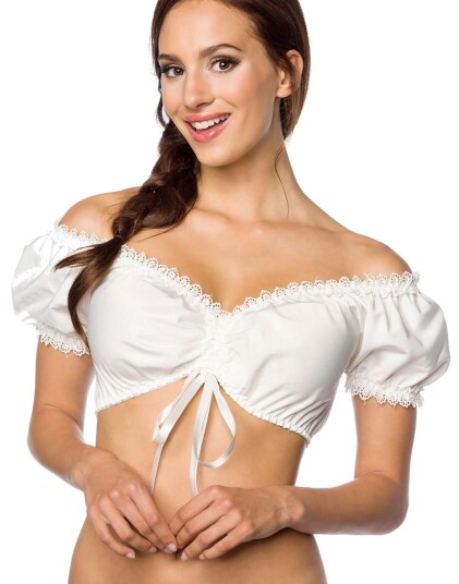 Hvit Off Shoulder Oktoberfest Bluse med Snøring Strl XL