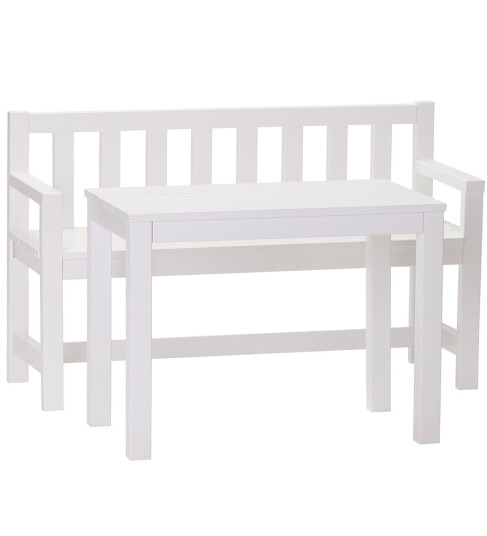 Kids Concept hagebenk og bord hvit