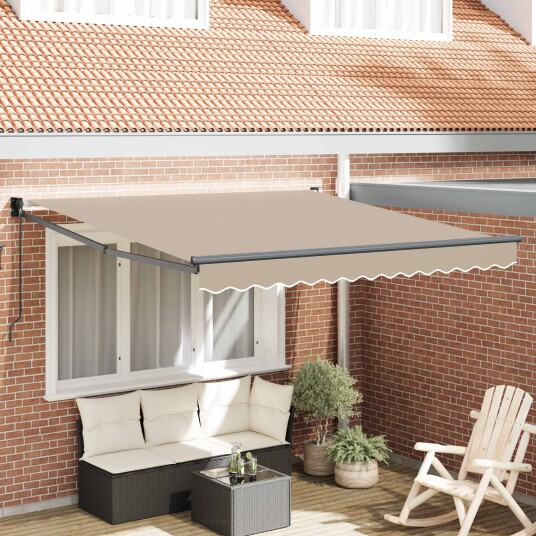 Manuell Uttrekkbar Markise Beige 350x250 cm Markiseduk Erstatning for 3.5x2.5 m Ramme Beige
