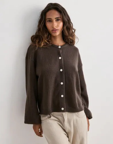 Pieces Brun Pcida Ls O Neck Knit Cardigan Noos