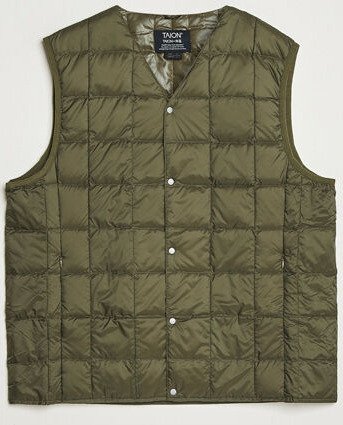 TAION V Neck Lightweight Down Vest Dark Olive