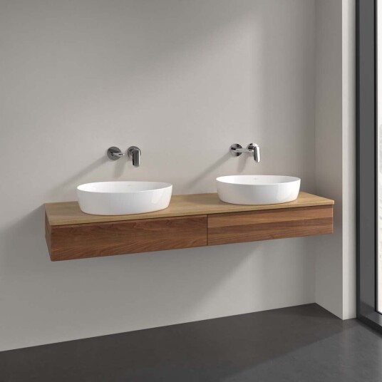 Villeroy & Boch Antao Servantskap med 2 skuffer 160x50x19 cm u/lys Valnøtt/Eik Villeroy & Boch Antao Servantskap med 2 skuffer 160x50x19 cm u/lys Valnøtt/Eik