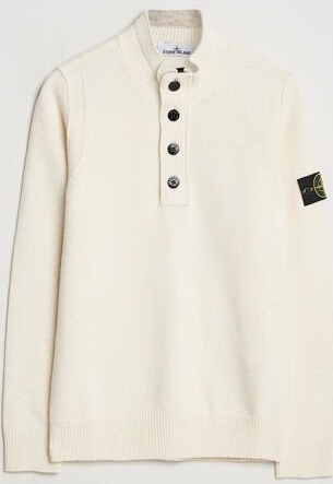 Stone Island Knitted Lambswool Half Button Zip Ivory