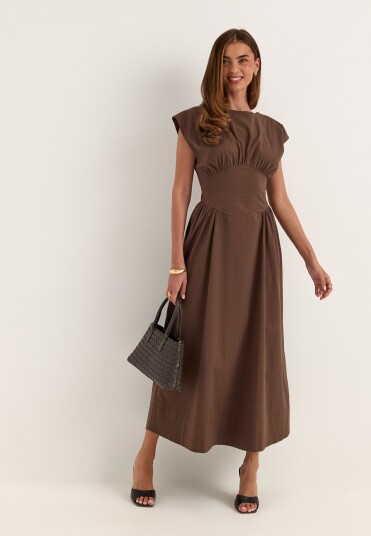 Bubbleroom V shaped Rushed Midi Dress