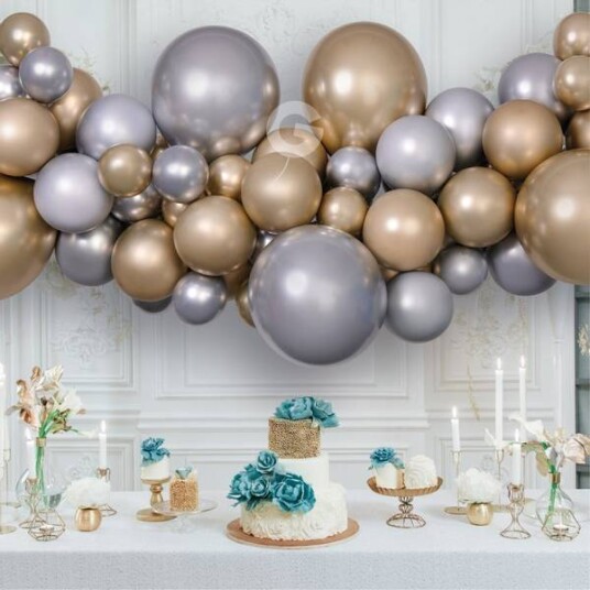 DIY Ballongbue Girlander - Shiny gold / Shiny silver - kit DIY Ballongbue Girlander - Shiny gold / Shiny silver - kit